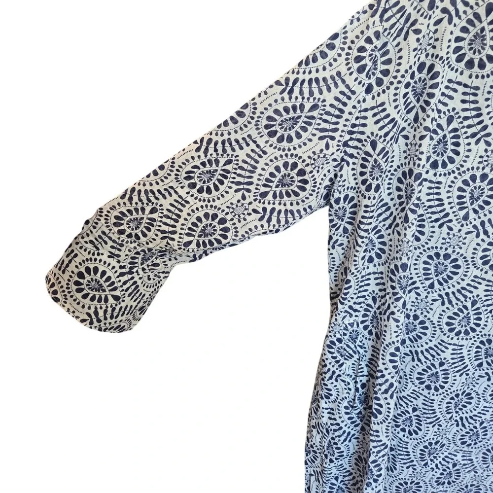 BluThreads RockFlowerPaper Button Down Dress Tunic Blue White Cover Up Large - Picture 5 of 6